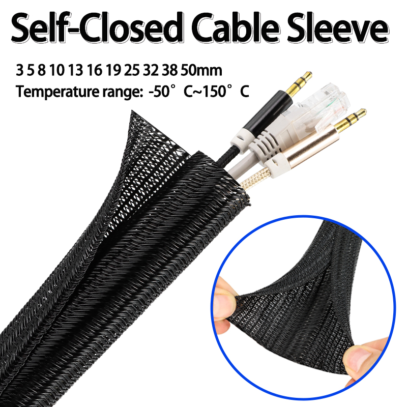 Cable Sleeve Braided - Funda trenzada de PET negra de