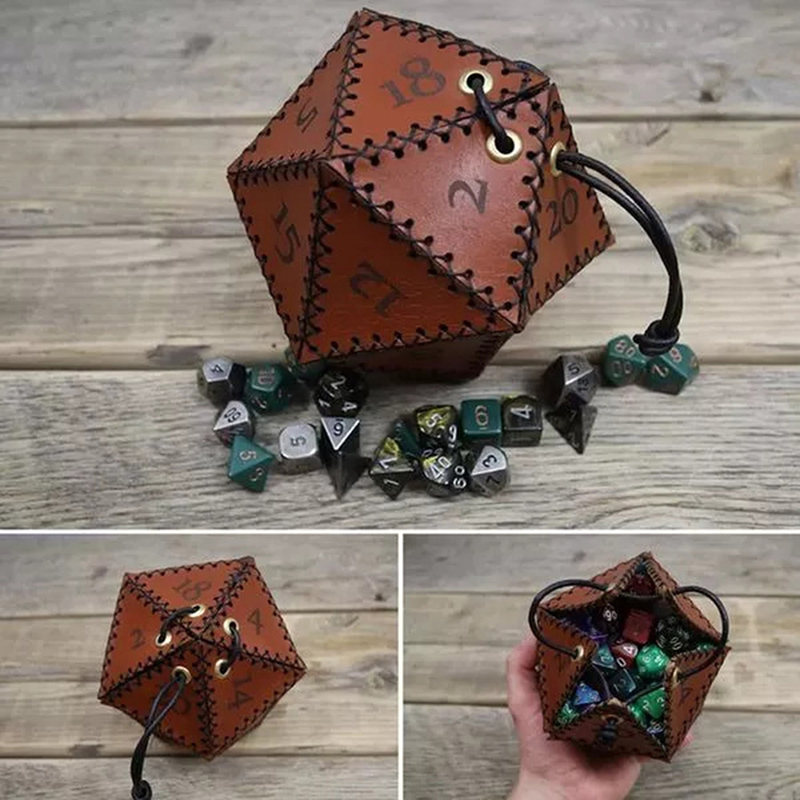 Gaming Accessories Gift Ideas - Bolsa de Dados D20 de Cuero,